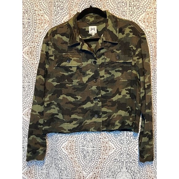John + Jenn Womens Camo Jacket Size M Button-Up - Picture 3 of 11